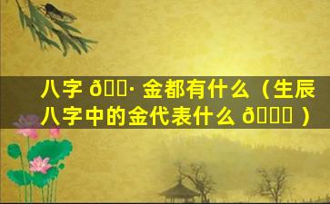 八字 🌷 金都有什么（生辰八字中的金代表什么 🕊 ）